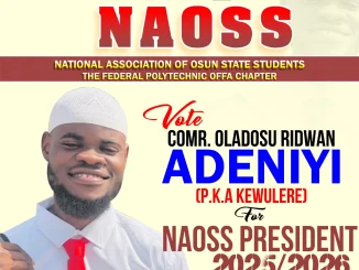 " OLADOSU RIDWAN ADENIYI (Kewulere) Announces Presidential Ambition for NAOSS Offa Chapter 2025/2026"